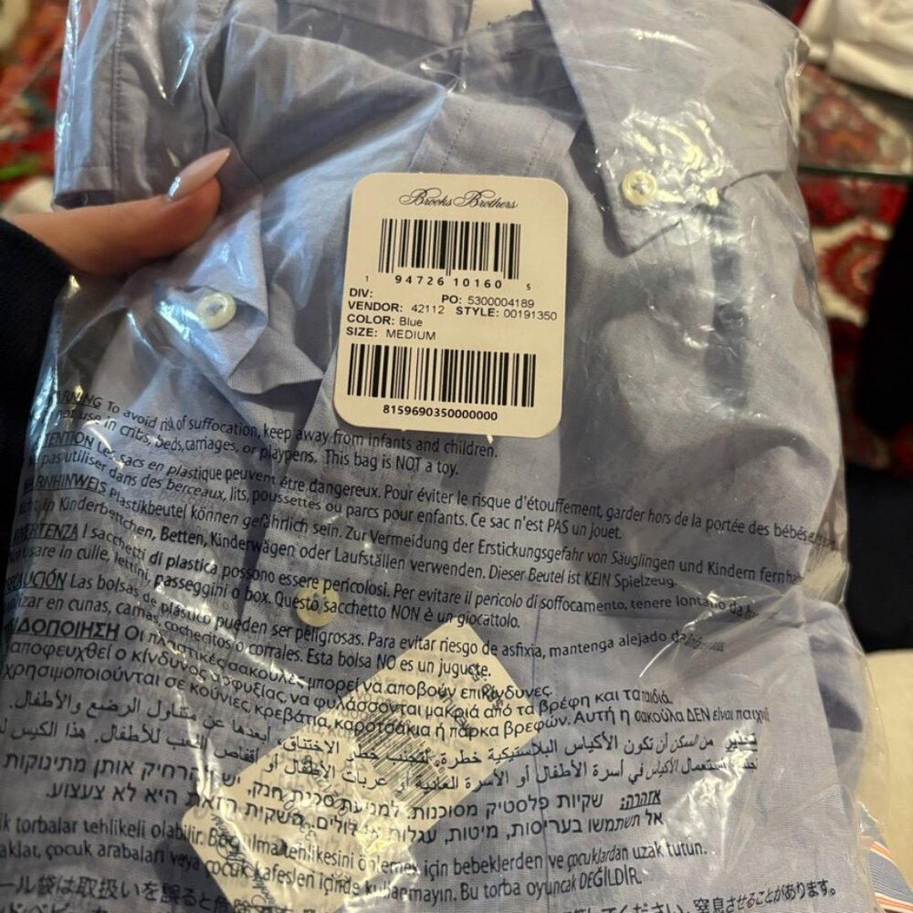 NWT Brooks Brothers Regular Short Sleeve Button Down 100% Cotton Blue Medium - Picture 2 of 5